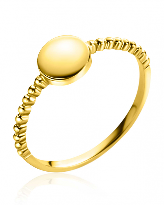14 karaat geelgouden Zinzi ring, scheen met bolletjes en in het midden een glad plaatje, ZGR399-54 - 11113148