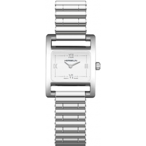 stalen Herbelin horloge model Veme Avenue, vierkanten kast met saffierglas en gedeeltelijk romeinse wijzerplaat, voorzien van een sierlijke stalen band - 11113157