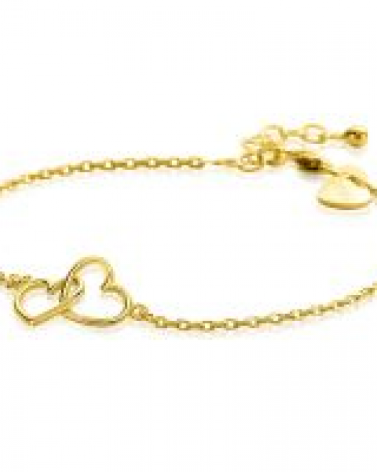 zilveren Zinzi fantasie schakel armband geel verguld, twee hartjes in elkaar, ZIA2513G - 11113177