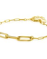 zilveren fantasie Zinzi schakelarmband, geel verguld, met paperclipschakels, ZIA2522 - 11113184