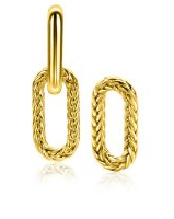 zilveren Zinzi fantasie creoolhangers, geel verguld ovale vossestaart , ZICH2553G - 11113207