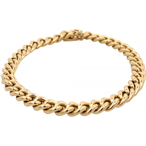 14 krt geelgouden Monzario armband, bol geslepen gourmet schakel ca 6,8 mm breed en ca 3,65 mm dikte, lengte 19 cm en voorzien van insteekveer en veiligheidsachtje - 11113420