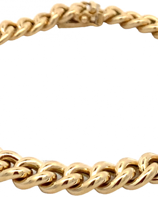 14 krt geelgouden Monzario armband, bol geslepen gourmet schakel ca 6,8 mm breed en ca 3,65 mm dikte, lengte 19 cm en voorzien van insteekveer en veiligheidsachtje - 11113420