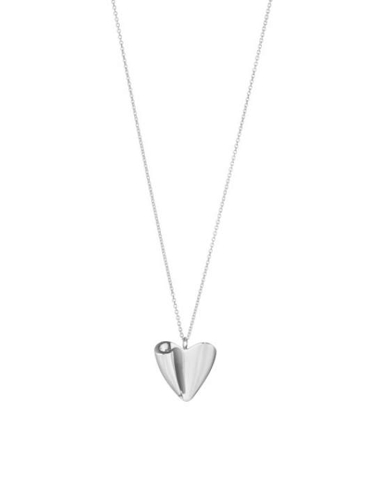 zilveren Georg Jensen fantasie hanger Folded Heart inclusief ankerlengte collier 40 + 4 cm, refnr : 20001526 - 11113563