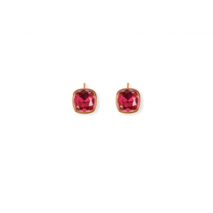 Rosé vergulde zilveren Heide Heinzendorff creoolhangers met rood-roze vierkante zirkonia kleur 14 - 11113594