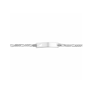 Zilver gerhodineerd graveerarmband hartje eruit, met figaro schakel plaat 4,2 mm De lengte is 9 - 11 cm - 11115815