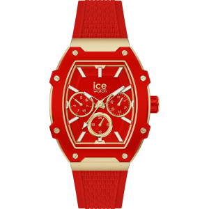 Ice Watch Boliday Small, tonneauvormige kast 40 mm van aluminium met stalen deksel, mineraalglas, 5atm WD, siliconen band, model passion red - 11113684