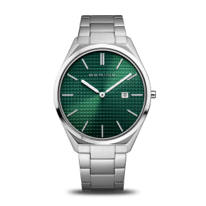 Bering horloge, edelstalen kast en band, ultra slim groene wijzerplaat , referentienummer 17240-708 - 11113691