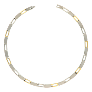 Boccia bicolor titanium fantasieschakel Collier, open schakels poli en dichte schakels mat, modelnr : 08040-02 - 11113720