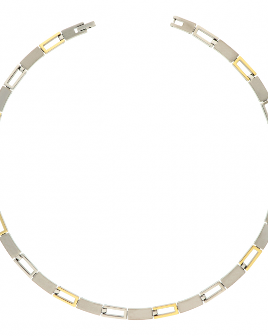 Boccia bicolor titanium fantasieschakel Collier, open schakels poli en dichte schakels mat, modelnr : 08040-02 - 11113720