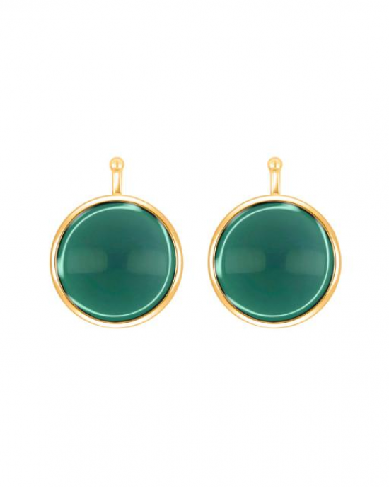 Heide Heinzendorff geelvergulde zilveren oorhangers rond cabouchon 13 mm in kleur 60 groen - 11113723