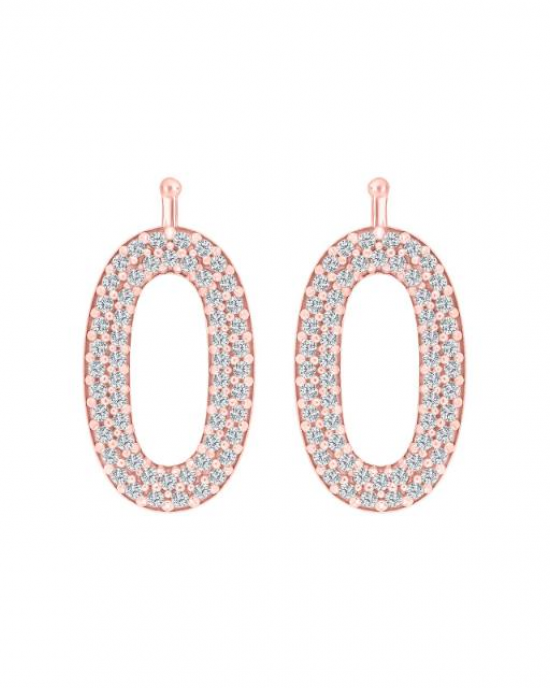Heide heinzendorff creoolhangers : zilver roséverguld open ovaal, pavé bezet met zirkonias 19 x 12 mm - 11113749
