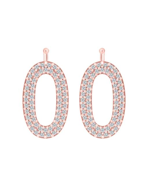 Heide heinzendorff creoolhangers : zilver roséverguld open ovaal, pavé bezet met zirkonias 19 x 12 mm - 11113750