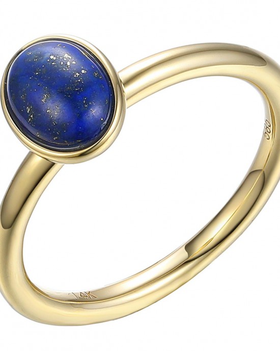 14 krt geelgouden kleursteen ring , verfraaid met een ovaal cabochon geslepen Lapis Lazuli 1.0 crt. Goed als combinatiering te dragen - 11113874