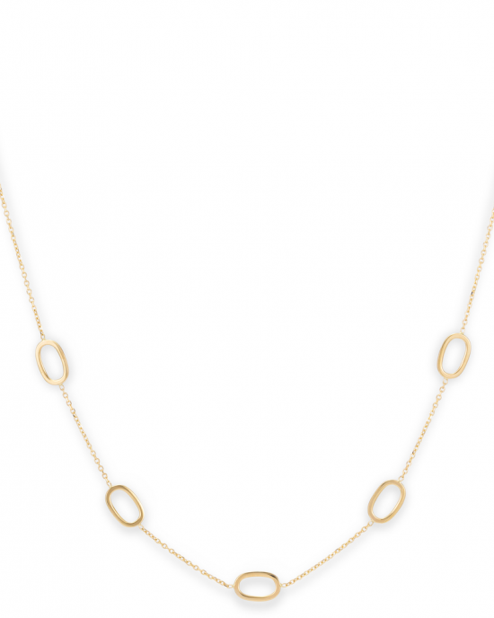 14 karaats geelgouden fantasieschakel Monzario collier op 45 cm . Voorzien van een vijf open ovaaltjes. refnr. 1463-c geel - 11113966