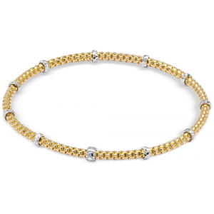 18 karaats bi-colour gouden Monzario armband,flexibele geelgouden band van 2.8 mm dikte met 11 witgouden bolletjes  geweven struktuur met een diameter van ca. 55 mm breedte. refnr. 1282-a bic - 11113973
