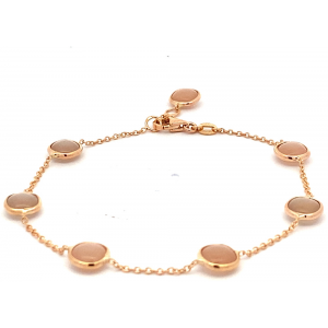 14 karaats rosé gouden Monzario armband met 7 twee zijdig cabouchongeslepen roze maansteen op 18.5 cm met 17 cm een extra tussenoogje. Het referentie model is 1551-a rose - 11113986