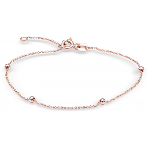 14 karaats rosé gouden armband op 19 cm lengte met een tussenoogje op16.5 m. Smal ankerschakel met daarop 4 bolletjes van 2.5 mm Voorzien van een veerringsluiting. - 11113989