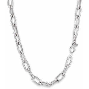 MONZARIO zilveren collier gerhodineerd, Ovaal jasseron 11 x 22.5 mm met grote karabijnhaak sluiting. Totale lengte is  45 cm. referentie model nr. 1018c - 11113992