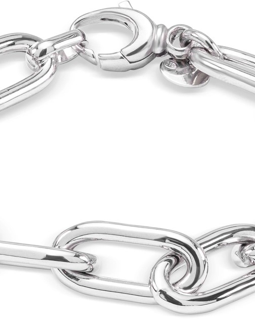 MONZARIO zilveren armband gerhodineerd, Ovaal jasseron 11 x 22.5 mm met grote karabijnhaak sluiting. Totale lengte is  21 cm. referentie model nr. 1018a - 11113993