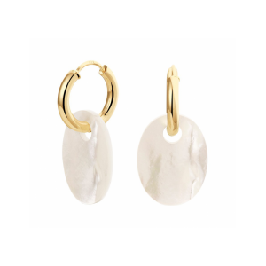 14k Geelgouden oorringen met uitgevoerd met parelmoer schijfjes - 11113659