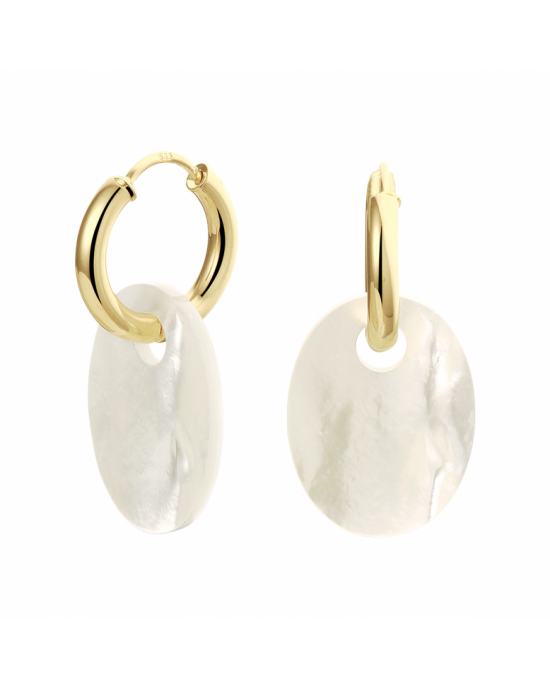 14k Geelgouden oorringen met uitgevoerd met parelmoer schijfjes - 11113659