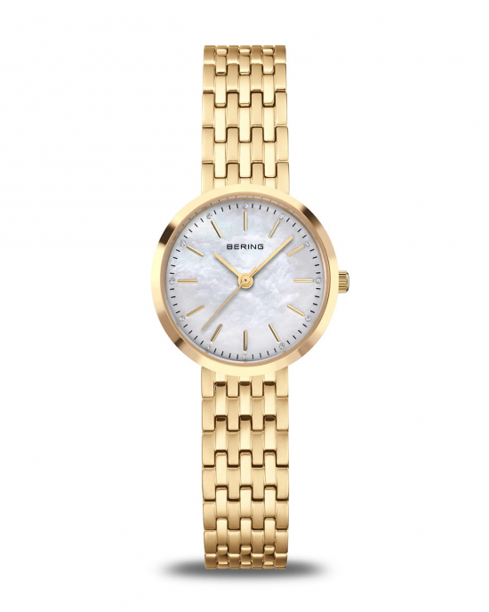 stalen Bering horloge, model 19126-734, volledig geel verguld, lichte wijzerplaat met streepindex, saffierglas - 11114100 stalen Bering horloge, model 19126-734, volledig geel verguld, lichte wijzerplaat met streepindex, saffierglas - 11114100