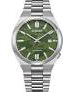 volledig stalen Citizen automaat, voorzien van glazen achterdeksel en saffierglas en 5 ATM, legergroene wijzerplaat - 11114142