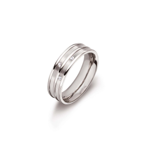 Boccia Ring 0151-01, titanium en voorzien van 3 briljant geslepen diamanten met een gezamenlijk gewicht van 0,015 crt - 11114149