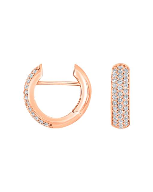 Zilveren rosévergulde Heide Heinzendorff creolen met zirkonia model Lara 16 x 5 mm - 11114155