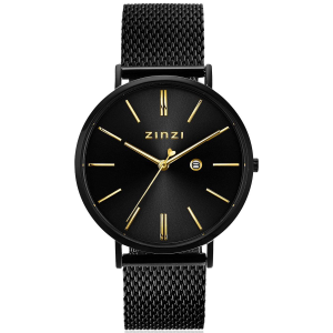 Zinzi horloge, stalen kast en band, zwart gecoat, zwarte wijzerplaat met doublé streepindex, voorzien van een quartz uurwerk, refnr. ziw449m - 11114227