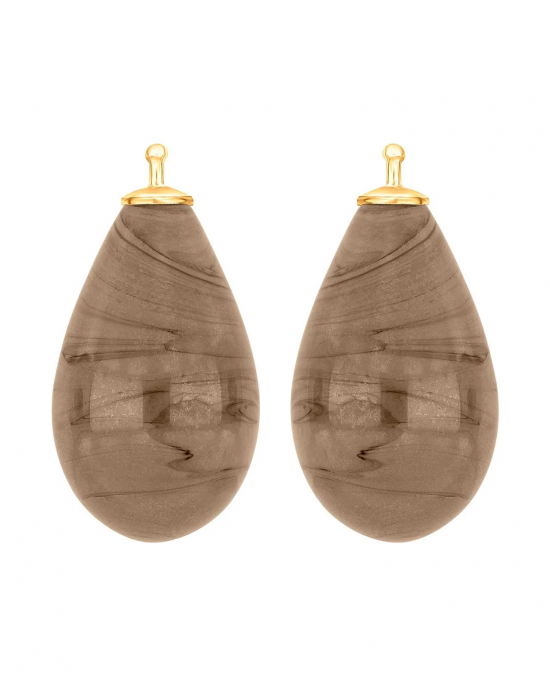 Heide Heinzendorff zilveren geelvergulde oorhangers; glasdruppels 24 x 12 mm in kleur 84 - 11114275