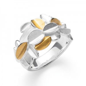 Bastian ring, deels vergulde ovalen vormen, gematteerd, referentienummer; 44111 - 11114303