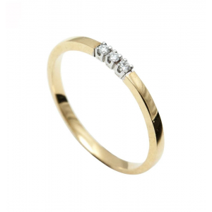 14 krt bicolor gouden R&C alliance ring met witgouden zettingen, model 1005, waarin 3 x 0,05 ct briljant geslepen diamant, totaal 0,15 crt P/W - 11114310