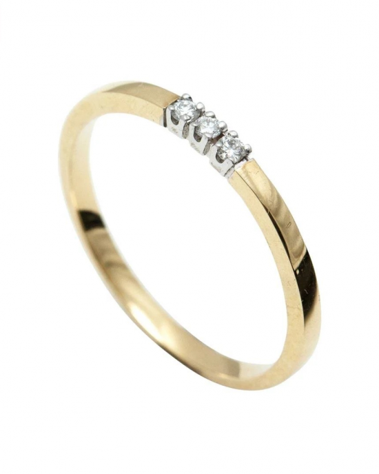 14 krt bicolor gouden R&C alliance ring met witgouden zettingen, model 1005, waarin 3 x 0,05 ct briljant geslepen diamant, totaal 0,15 crt P/W - 11114310