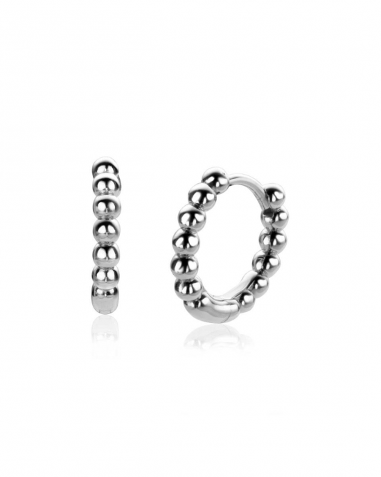 zilveren Zinzi fantasie klapcreolen met bolletjes, 15 x 2,5 mm, ZIO923 - 11114371