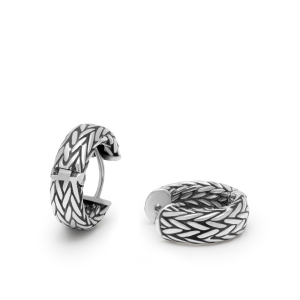 zilveren Silk oorringen model 763.1 geoxydeerd zilver, vossenstaart schakels - 11114403