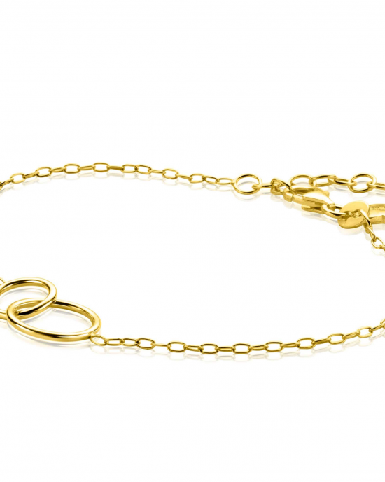 Zinzi zilveren geelgoud verguld paperclipschakelarmbandje, 2 ronde schakels in elkaar model zia1452g - 11114488