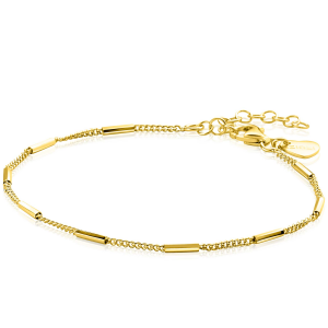 Zinzi zilveren geelgoud verguld gourmetchakelarmbandje, dune staafjes model zia1452g - 11114489