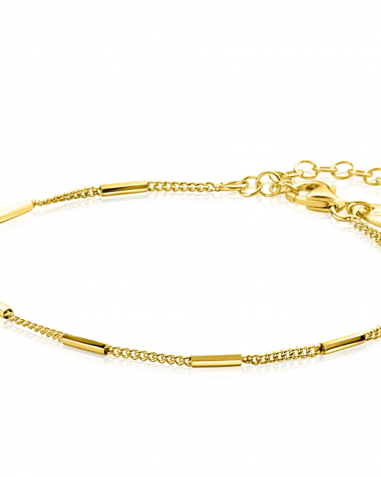 Zinzi zilveren geelgoud verguld gourmetchakelarmbandje, dune staafjes model zia1452g - 11114489