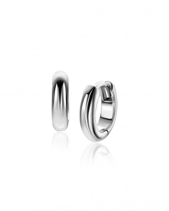 Zinzi zilveren gerhodineerde oorrringen met klapmchanisme half ronde buis, 12.5 x 3 mm Model zio2600 - 11114583