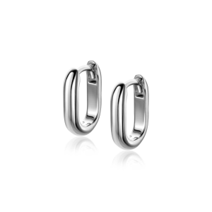 zilver gerhodineerde Zinzi fantasie klapcreolen paperclipvormig , half ronde buis 13 x 10 x 3 mm, ZIO2603 - 11114713