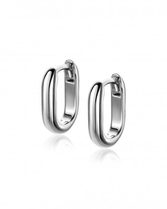 zilver gerhodineerde Zinzi fantasie klapcreolen paperclipvormig , half ronde buis 13 x 10 x 3 mm, ZIO2603 - 11114713
