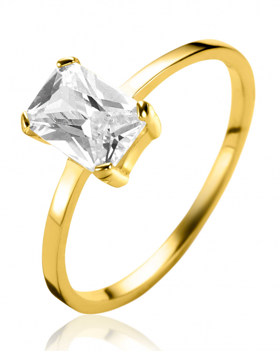 14 krt geelgouden fantasie Zinzi ring met een rechthoekige zirconia, ZGR509 - 11114725