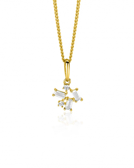 14 krt geelgouden fantasie Zinzi hanger met rechthoekige en ronde zirconia's, ZGH511 - 11114726