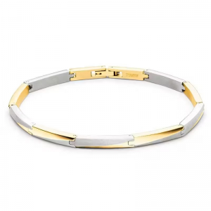 Boccia titanium bicolor fantasieschakel armband, ca 21 cm, 03059-02 - 11114822