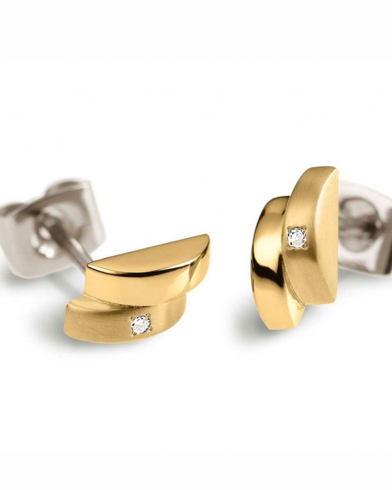 Boccia fantasie titanium fantasie oorstekers verspringen,geel verguld en beide verfraaid met een 0,005 crt briljant geslepen diamant  , 0552-06 - 11114827