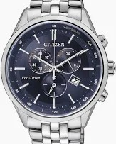 stalen Citizen Chronograaf, ecodrive uurwerk, voorzien van saffierglas, 100 m WD , blauwe wijzerplaat en datumfunctie - 11114830