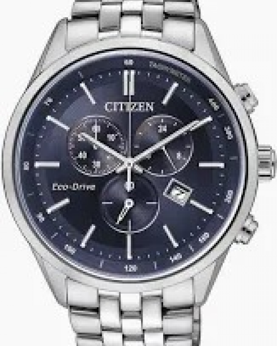 stalen Citizen Chronograaf, ecodrive uurwerk, voorzien van saffierglas, 100 m WD , blauwe wijzerplaat en datumfunctie - 11114830