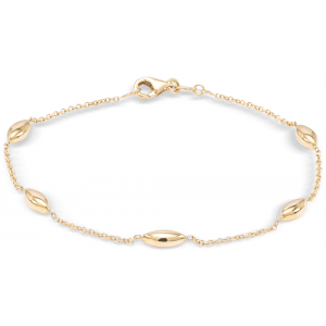 14 krt geelgouden Monzario fantasieschakel armband met 5 ovaaltjes, 18,5 cm lengte model 988-A Geel - 11114843